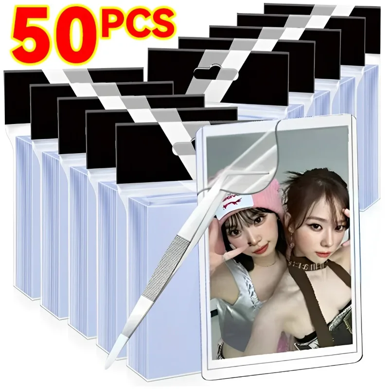 

50-1 шт., прозрачные верхние загрузки, Kpop Idol, рукава для фотокарт, 35PT, держатель для карт, защита от царапин, полный охват, пластиковые держатели «сделай сам»