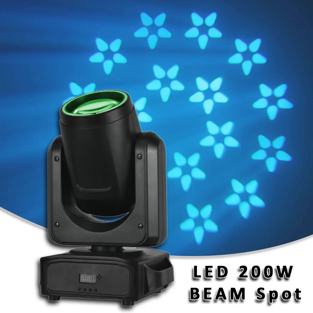 

YUER LED 200W Beam Spot Effect With Ring Moving Head Light 18 Prisms Rainbow Effect Dmx Stage Light Effect Light Disco Dj Club