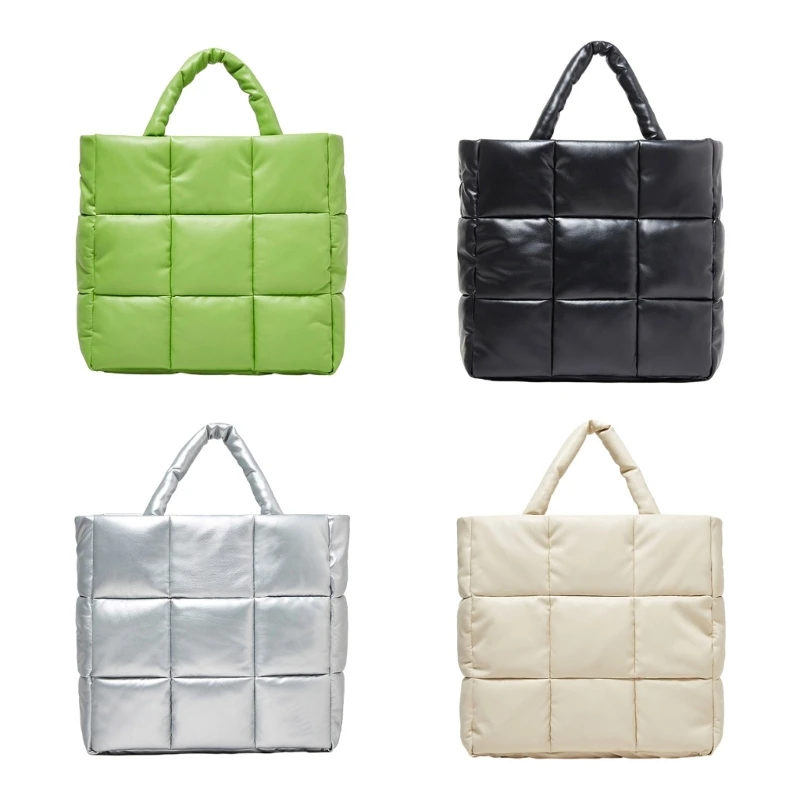 Stylish and Spacious Quilted Tote Bag for Women Large Puffer Handbag with Zipper Closure