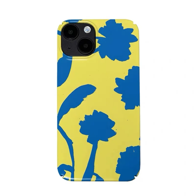 

Yellow Blue Contrasting Oil Painting Phone Case for IPHONE 17Air 16E 15 PROMAX 14 15 16Plus 13 12 MINI 11 XR Acrylic Phone Cover