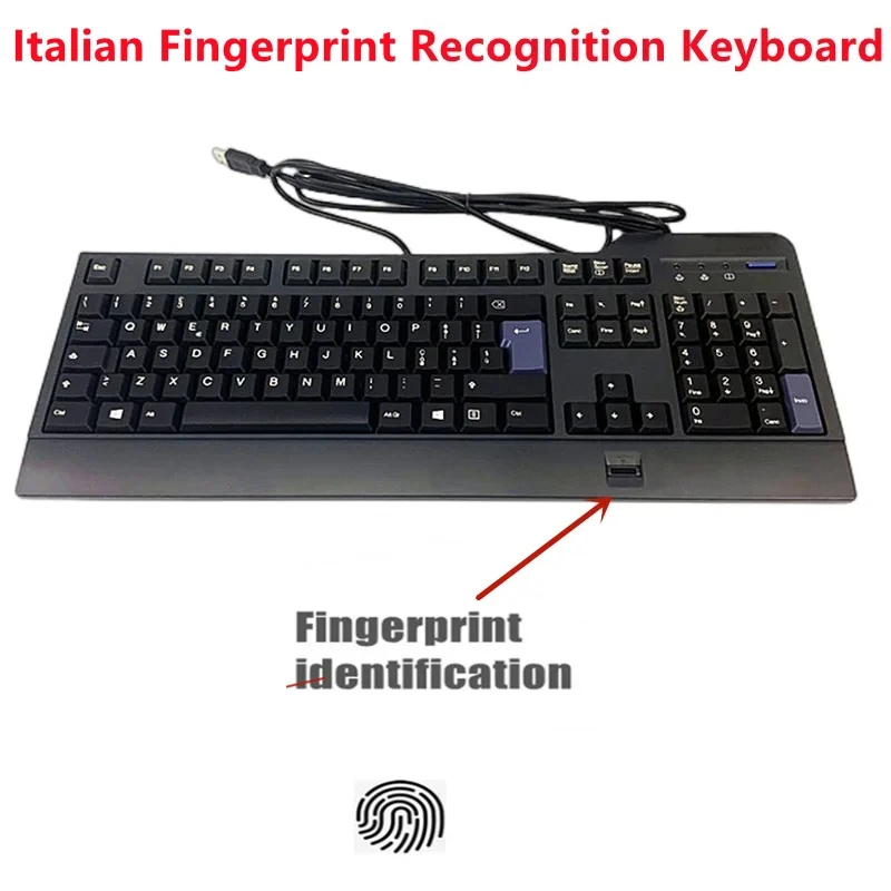 

Italian layout fingerprint identification keyboard for Lenovo kuf1256 USB wired keyboard compatible windows10 8 7 windows hello