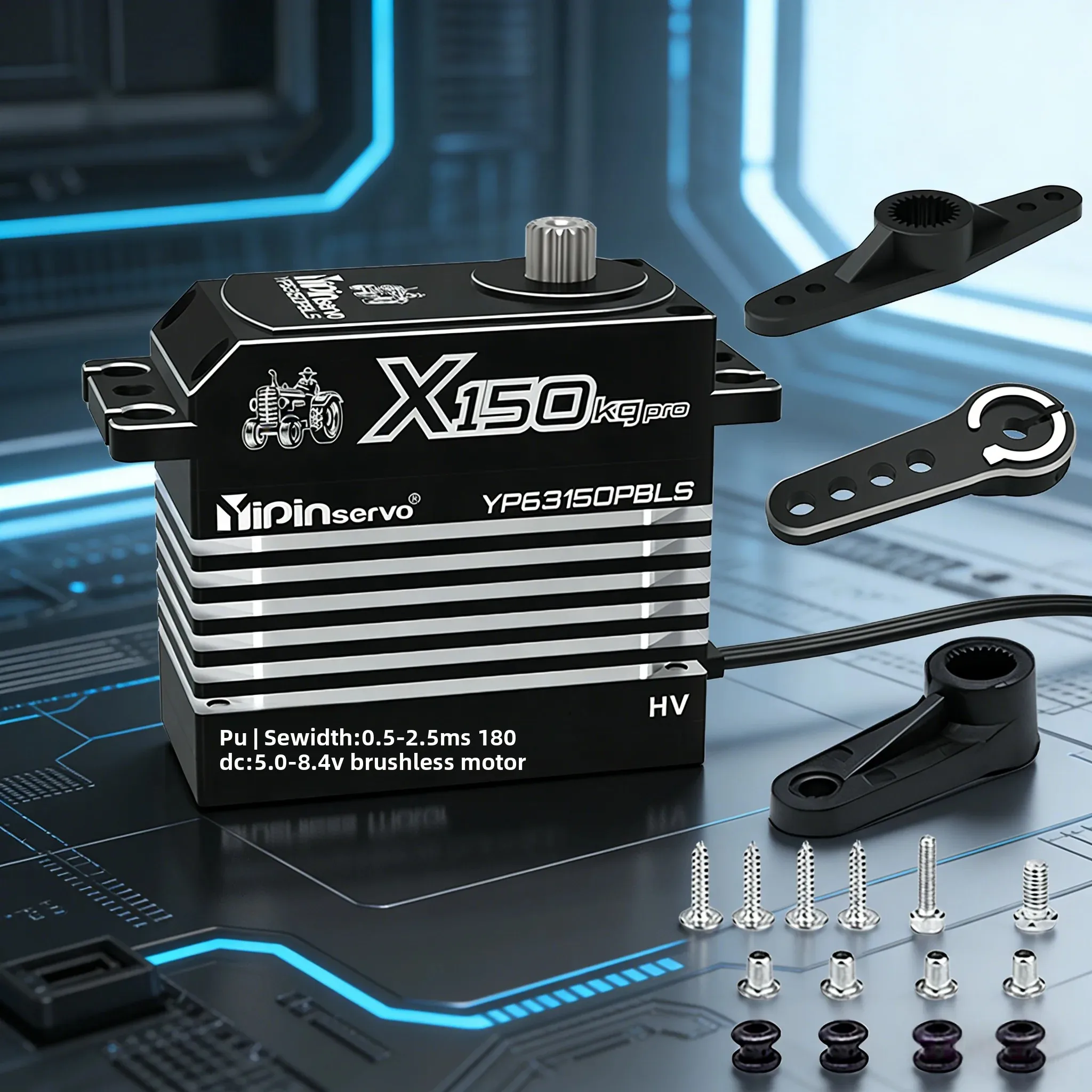 

Yipin 150KG High Torque All-Metal Brushless Servo, 12V High Speed Digital Servo, Perfect for 1/5 Tracked Vehicles, Robots