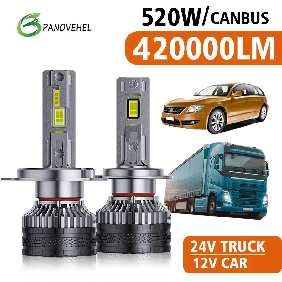 

PANOVEHEL H4 H11 LED H7 Headlight 220000LM 520W H1 H8 H9 HB4 HB3 9005 9006 9012 Turbo Lamp 6000K 12V Car 24V Truck Light