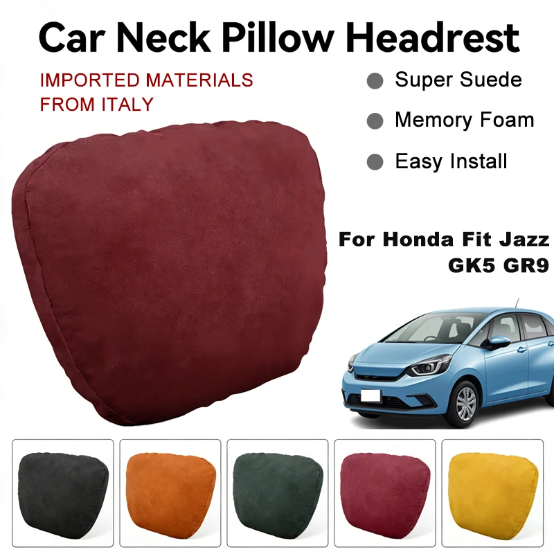 

Italy Suede Car Neck Rest Pillow For Honda Fit Jazz GK5 GR9 Seat Head Neck Support Cushion Auto Interior Parts