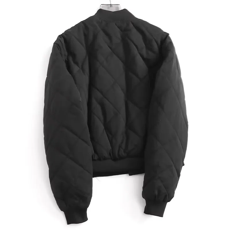 Cappotto da baseball lungo Sve con colletto alla coreana in cotone trapuntato con motivo a diamante vestibilità ampia da donna Autunno Inverno Nuovo arrivo