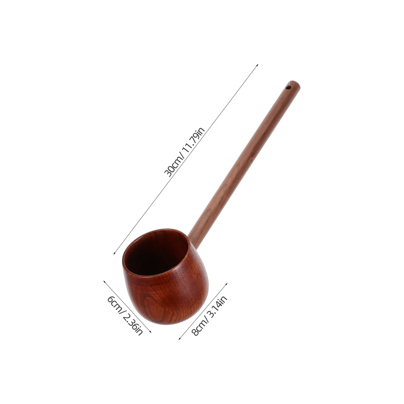 Wooden Ladle for Wine Tea Oil Honey Long Handle Water Scoop Kitchen Garden Bath Salt Flour Laundry Powder Scoop Compact Storage view 2