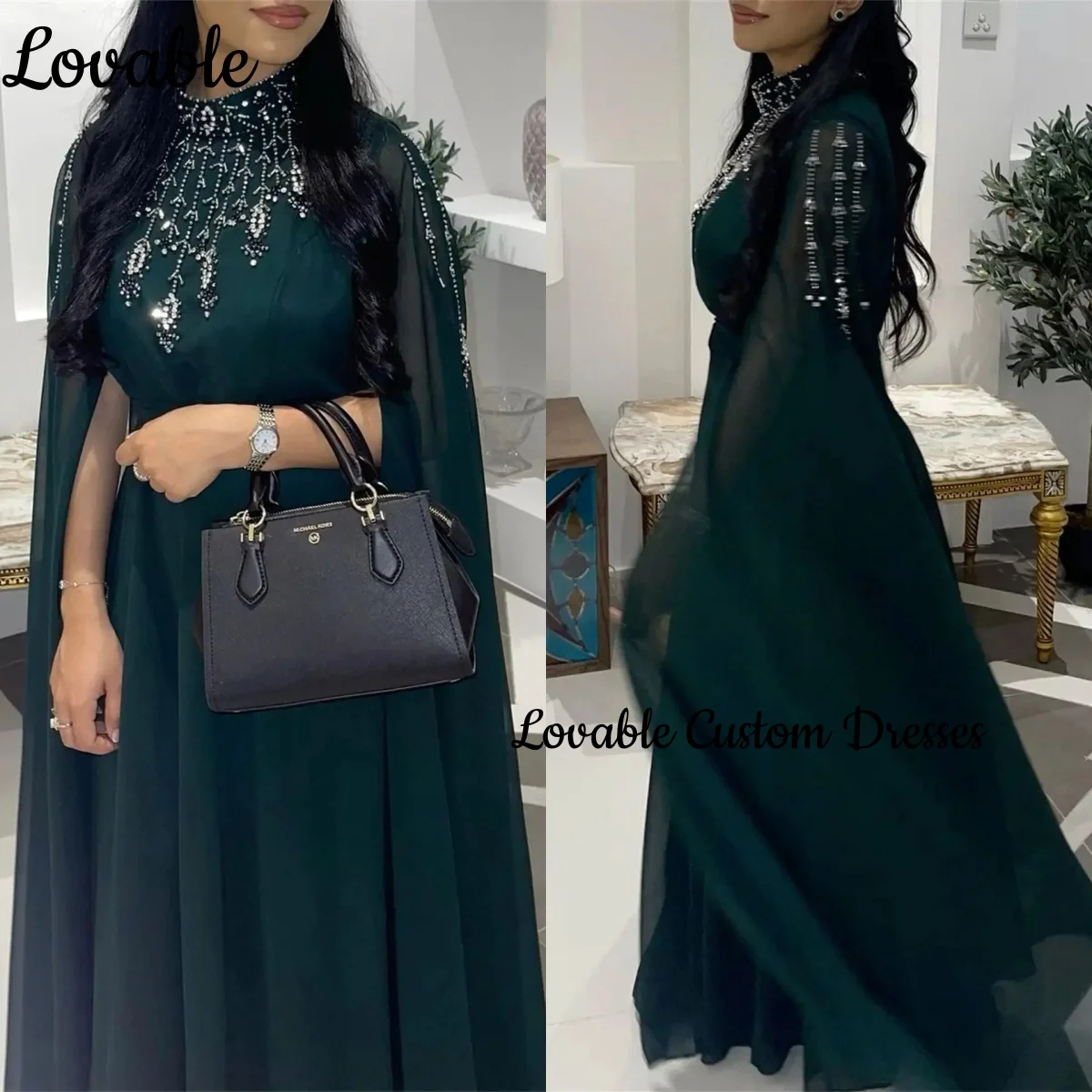 

فساتين سهرة A-Linescoop Neckline Prom Dress Beadings Formal Occasion Dresses Beadings Floor-Length Cap Straps Dresses For Specia