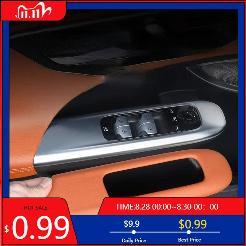 

Внутренние наклейки для Mercedes Benz C Class GLC W206 X254 2022-2024 Кожаные коричневые наклейки на панель подъема окна автомобиля Наклейка на отделку автомобиля A