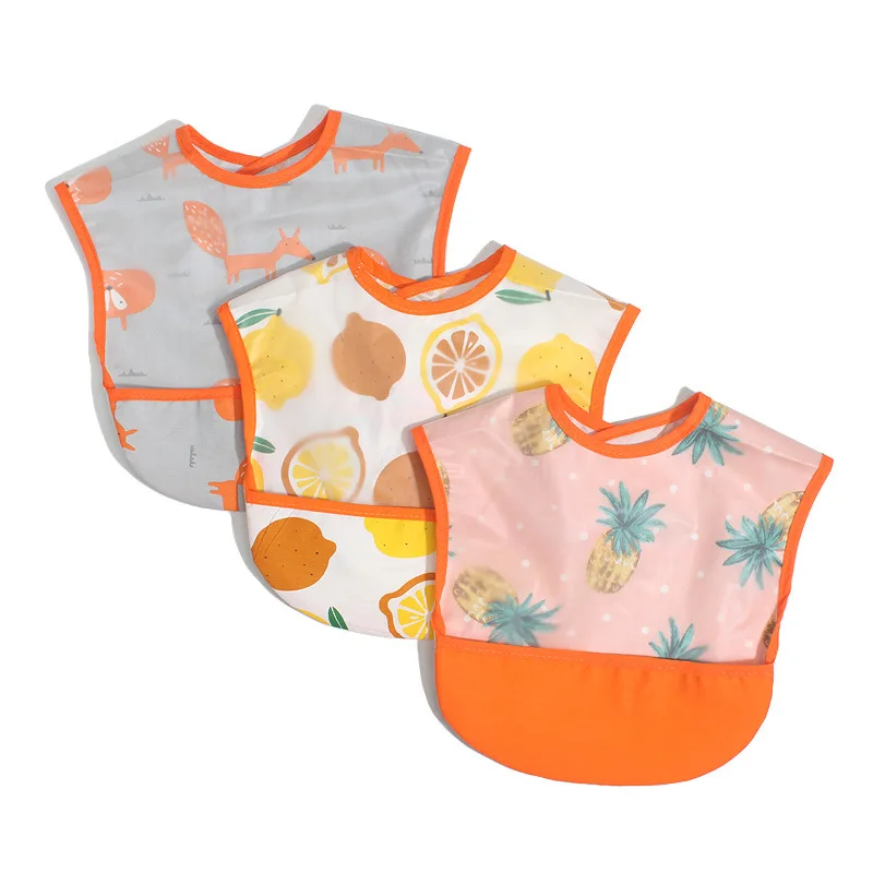 

0-3Y Baby Bibs Waterproof Cartoon Fruits Printed Feeding Scarf Bib for Boys Girls