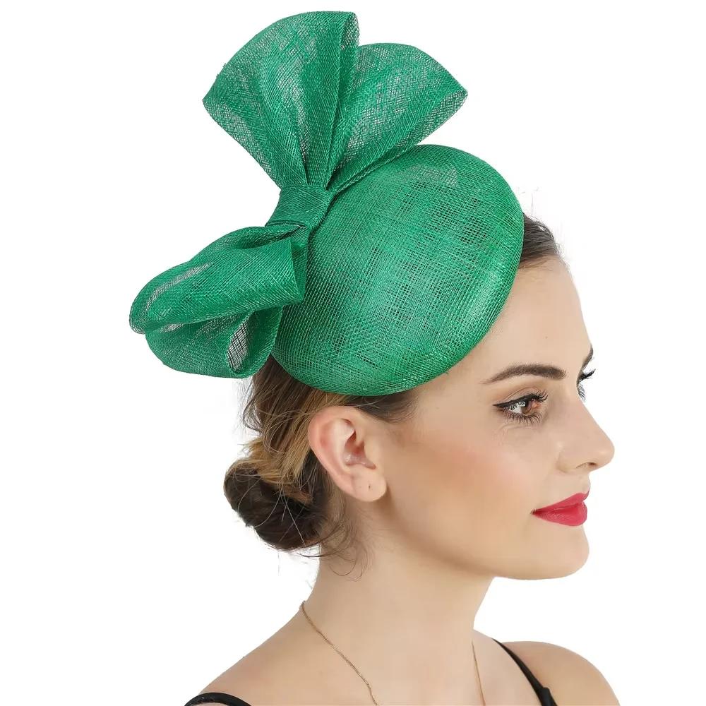 High Quality Sinamay Ladies Fascinator Hat Bow Headwear Cocktail Party Headpiece With Hairpin Bride Hair Accessories Headband view 6