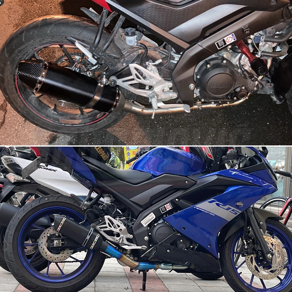 

Slip On motorcycle exhaust system Universal 51MM 300MM 370MM 470MM tail section small hexagonal muffler forR3 Z900 ZT125 s1000rr