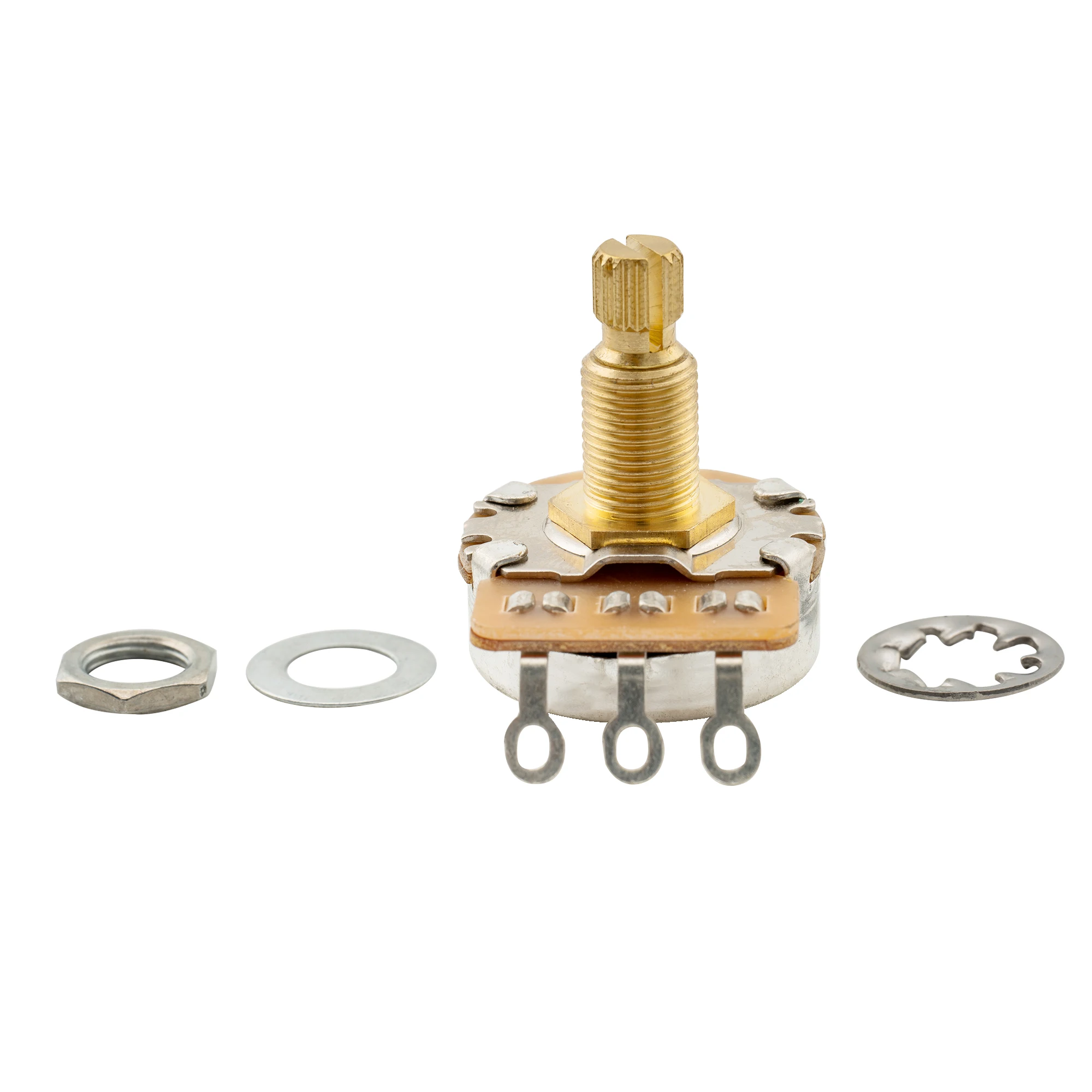 Musiclily Pro HD A250K/B250K/A500K/B500K/A25K/A1M Vollmessing Metrisch Grob 18-Spline Geteilter Schaft Potentiometer – Detail 14