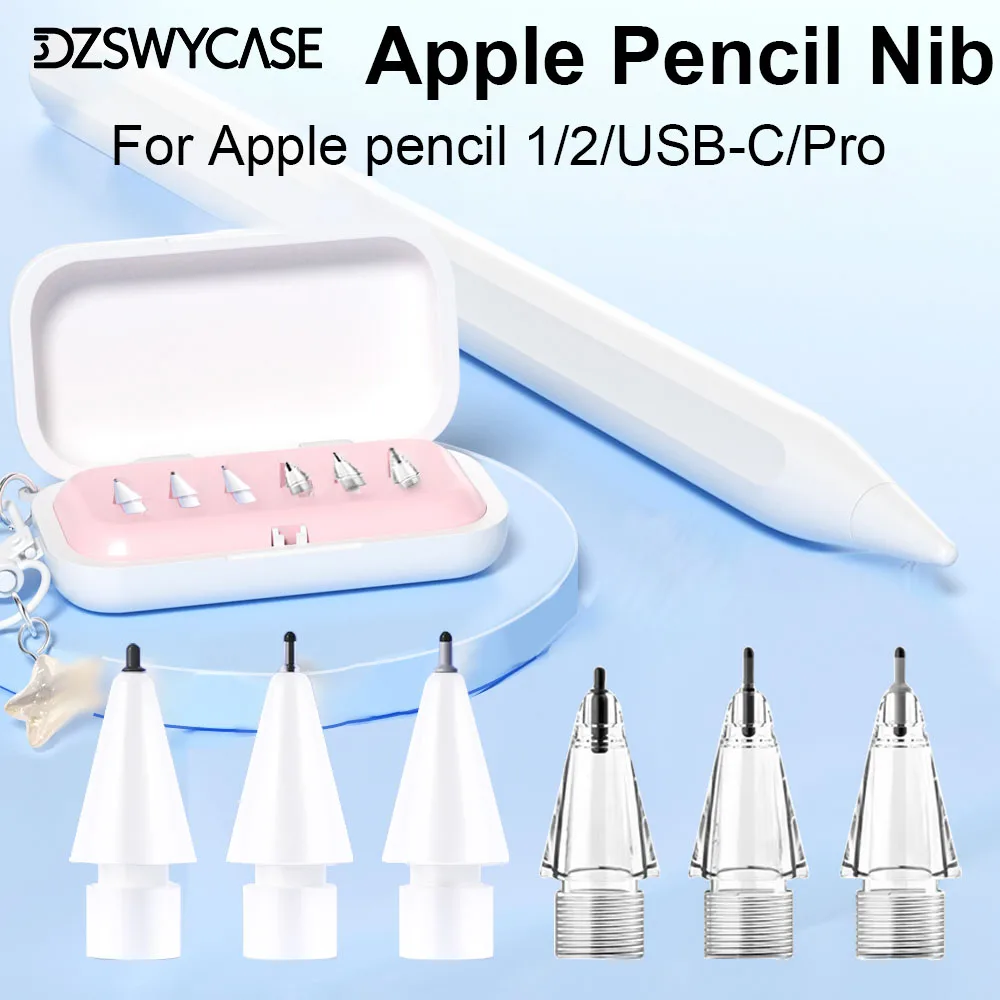 4/6 Pcs Pencil Tips For Apple Pencil Pro/2nd Gen/1st Gen/USB-C, Replaceable Nib 2B 4B Soft Stylus Pen Nibs  With Storage Case