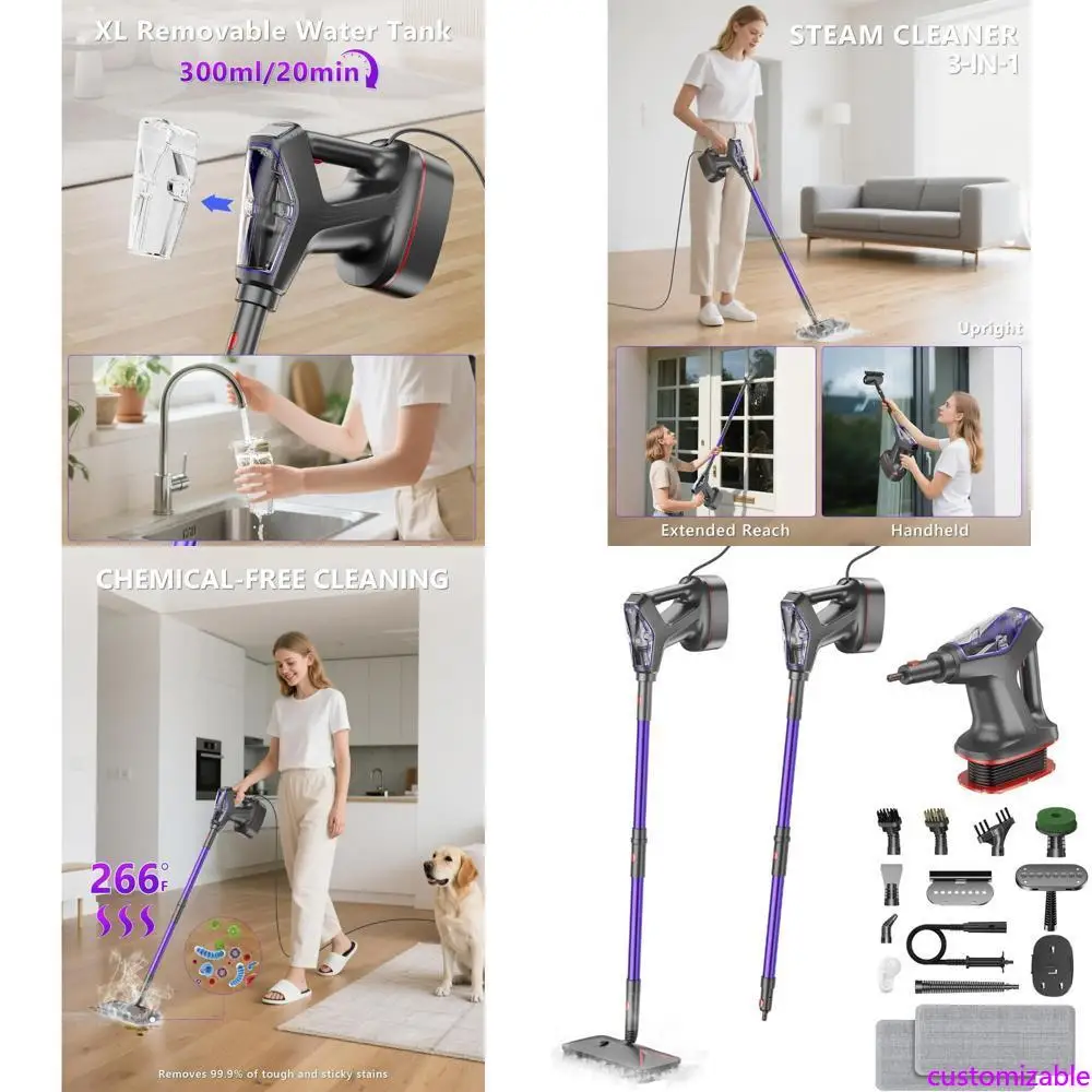 

Мощная паровая швабра 29 в 1 для уборки пола и дома со съемным ручным отпаривателем для твердых пород, плитки и стен