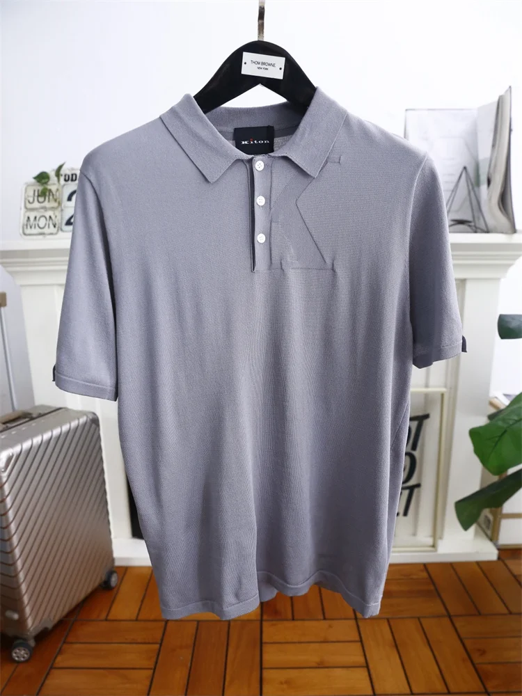

KITON Summer Classic Versatile Men's Lapel Knitted Casual Short Sleeve Polo Shirt
