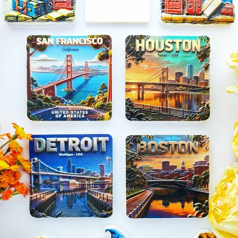 USA City Fridge Magnet - Iconic 3D Skyline Collection Souvenir Unique American Travel Gift for Home & Urban Decor