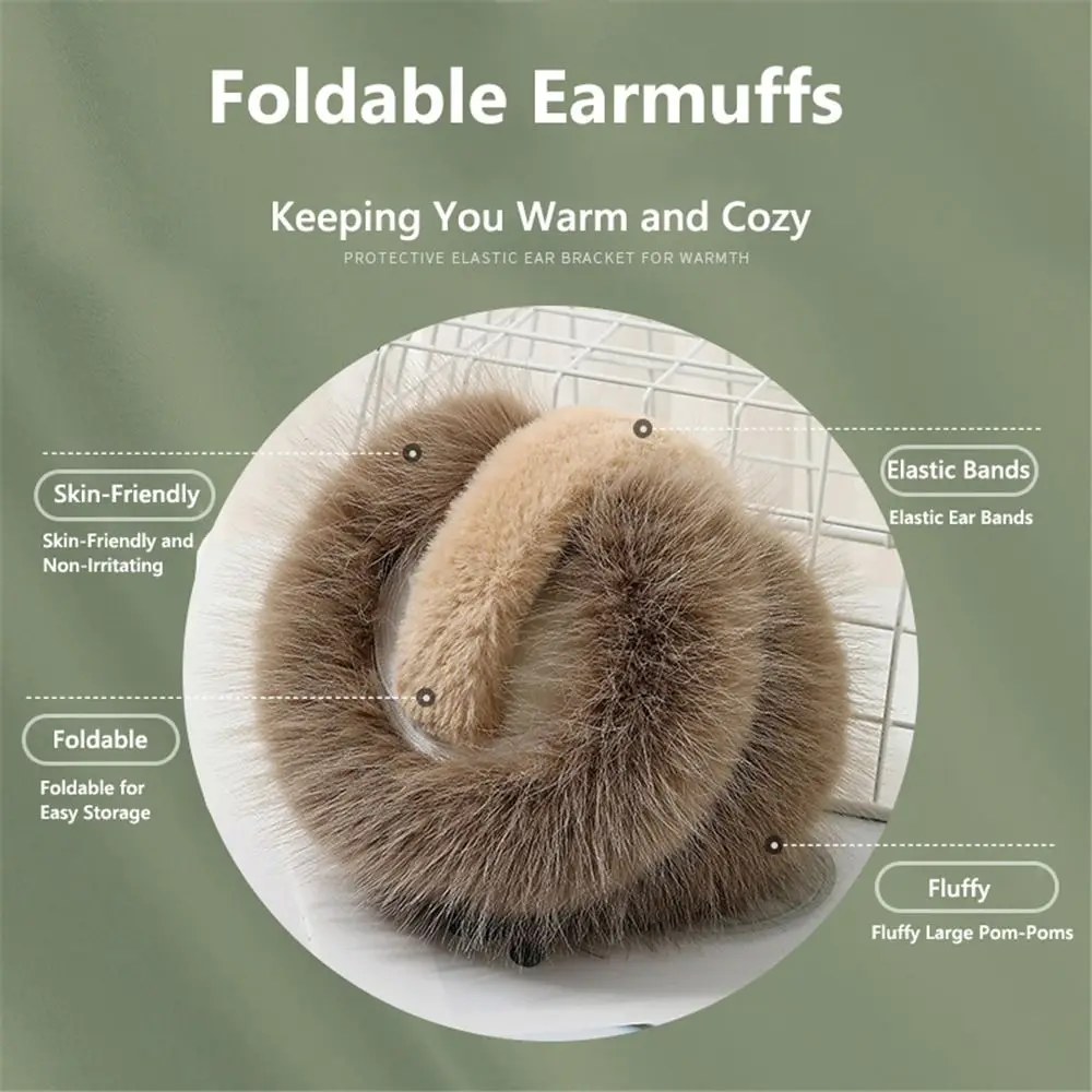 Unisex Comfortable Winter Earmuffs Windproof Foldable Women Men Ear Warmer Solid Color Plush Ear Covers for Cold Weather