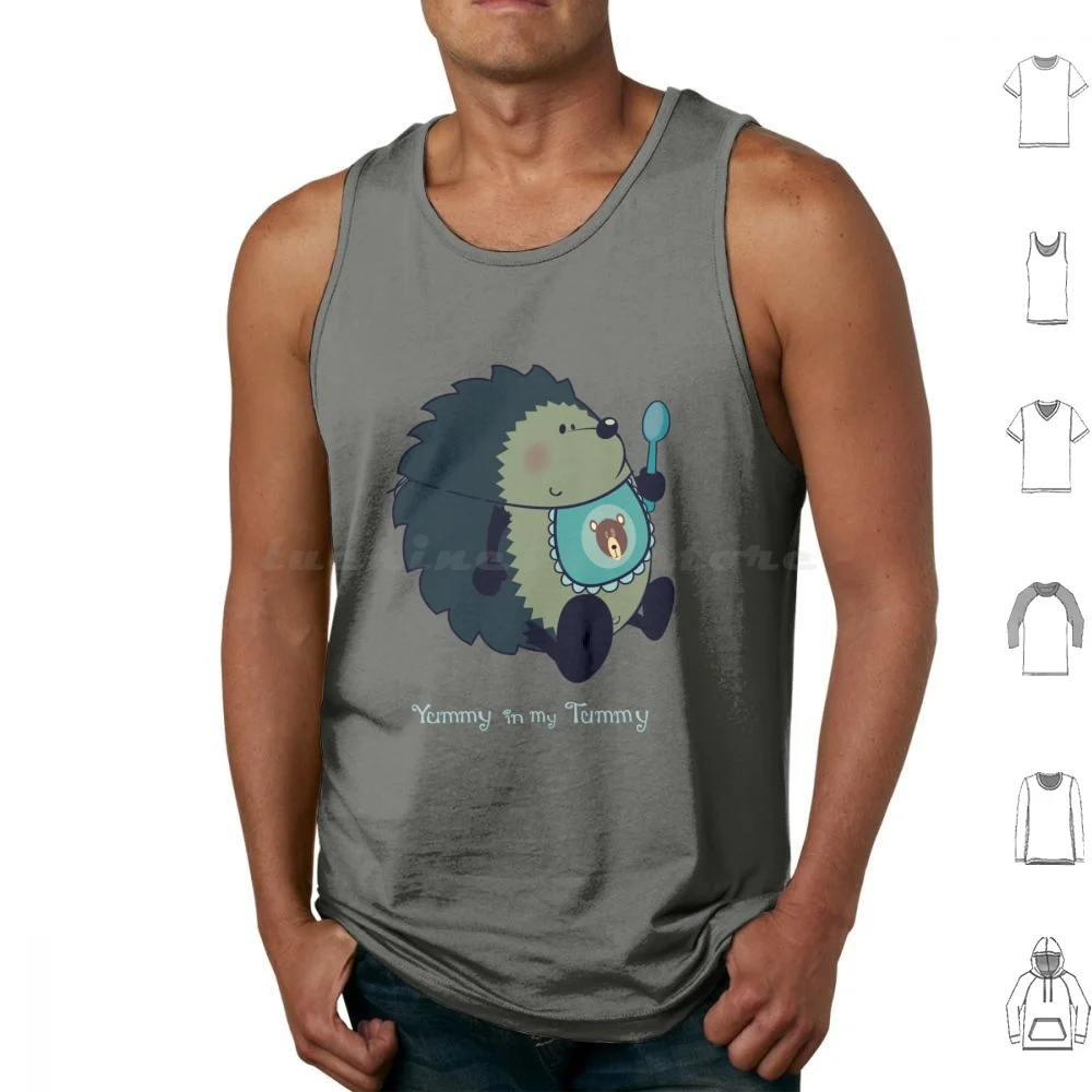 

Yummy In My Tummy Tank Tops Print Cotton Hedgehog Hungry Baby Cute Sweet Adorable Kid Nursery Animal Bib Boy Spoon Small