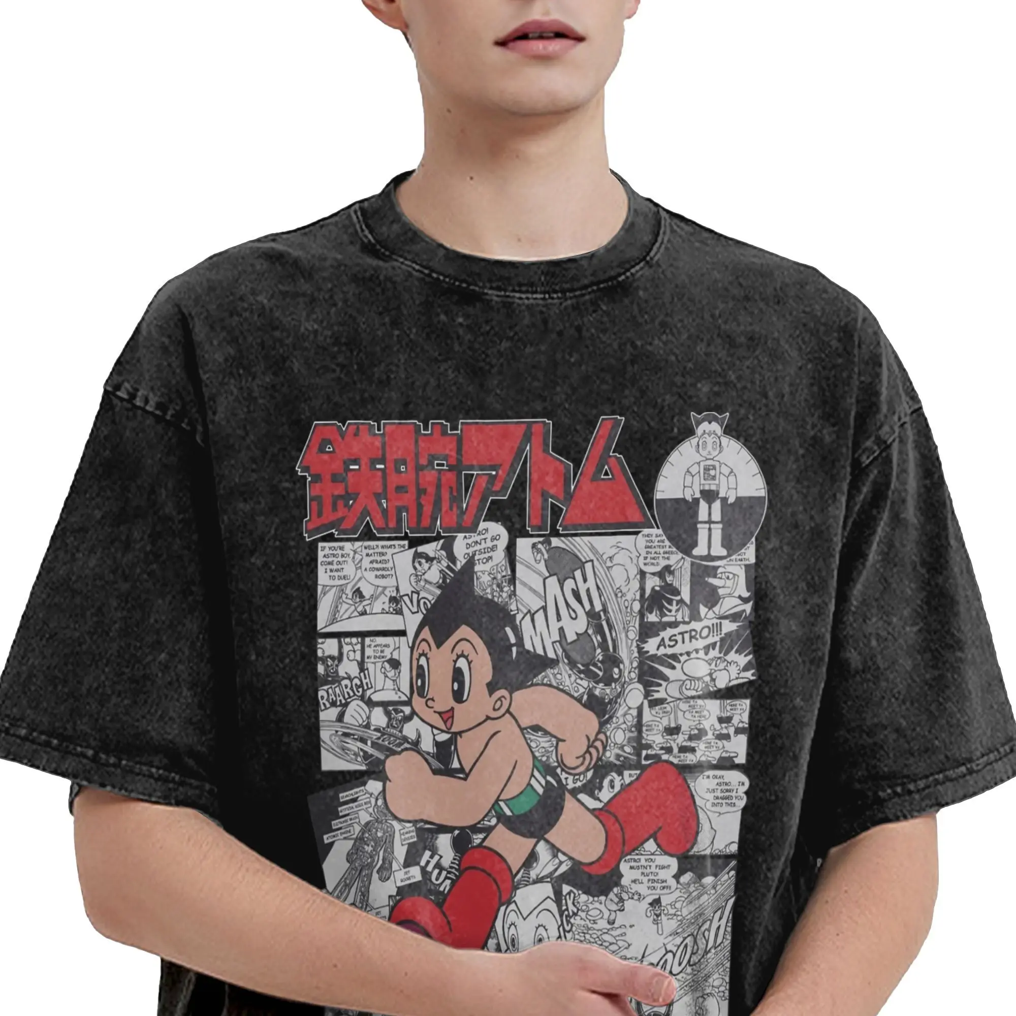تي شيرت رجالي من Astro Boy تي شيرت مطبوع عليه رسوم كرتونية مذهلة بأكمام قصيرة ورقبة دائرية تي شيرت من القطن الخالص ملابس هدية عيد الميلاد