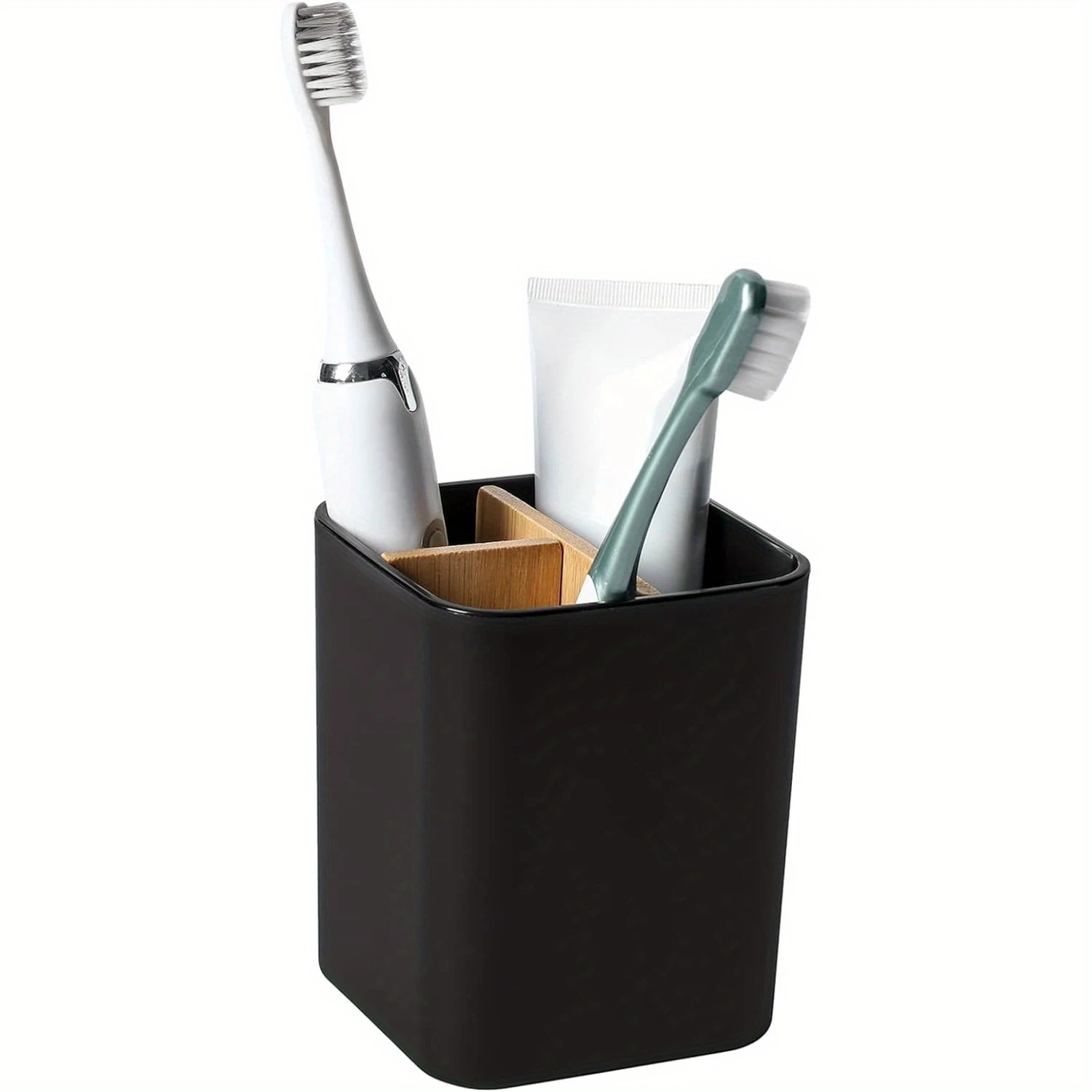 3-Slot Black Toothbrush & Toothpaste Holder - Freestanding Bathroom Organizer For  Toothbrushes, Floss, Razors Toothbrush Holder