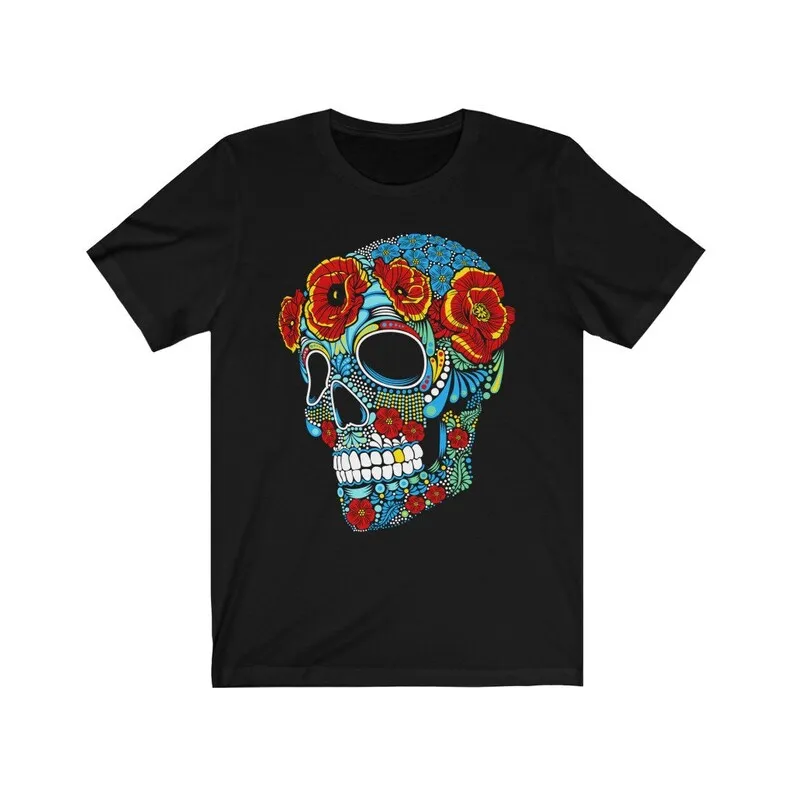 

2025 Summer Mexico New Products Are Selling Well Colorful Mexican Sugar Skull T-shirt for Women - Day of The Dead Art Gift