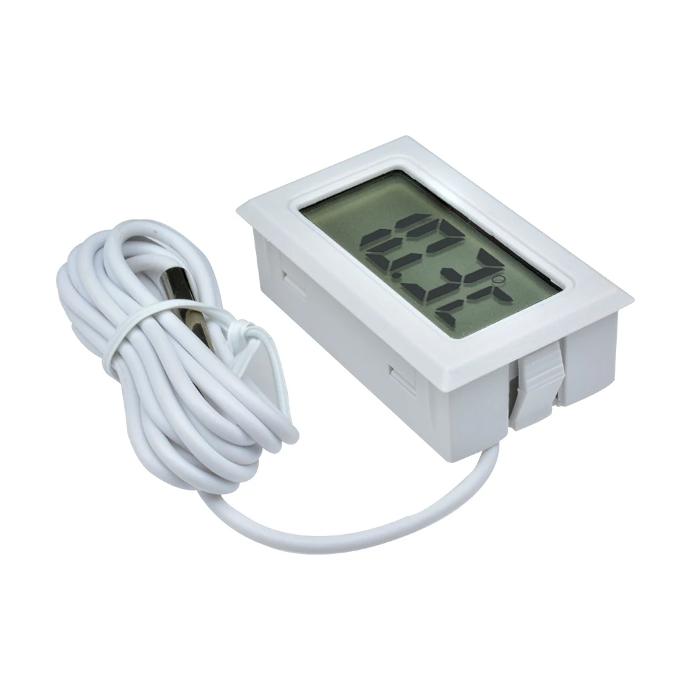 Mini cyfrowy termometr LCD do pomiaru czujnik temperatury w pomieszczeniu przyrządy do pomiaru temperatury z sondą 1M TPM-10 biały czarny