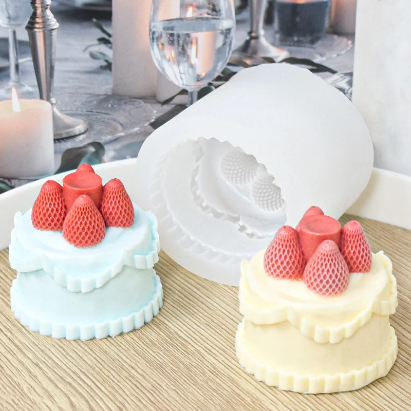 New Strawberry Cake Silicone Mold DIY Homemade Chocolate Mousse Ice Cream Cake Aroma Candle Mold Dropping Glue Easy Demould