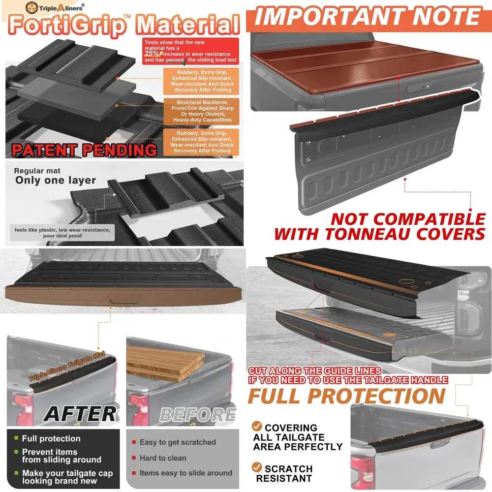 

Совместим с Chevy Silverado и GMC Sierra 2500HD/3500HD 2020-2026, мультипрофильный коврик на заднюю дверь с верхней защитной крышкой, полная полная