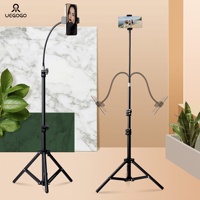 63inch Tripod with Phone Clip for Cellphone,Adjustable Phone Tripod Stand Portable with 13.7 Inch Gooseneck for Photo Vlog Live