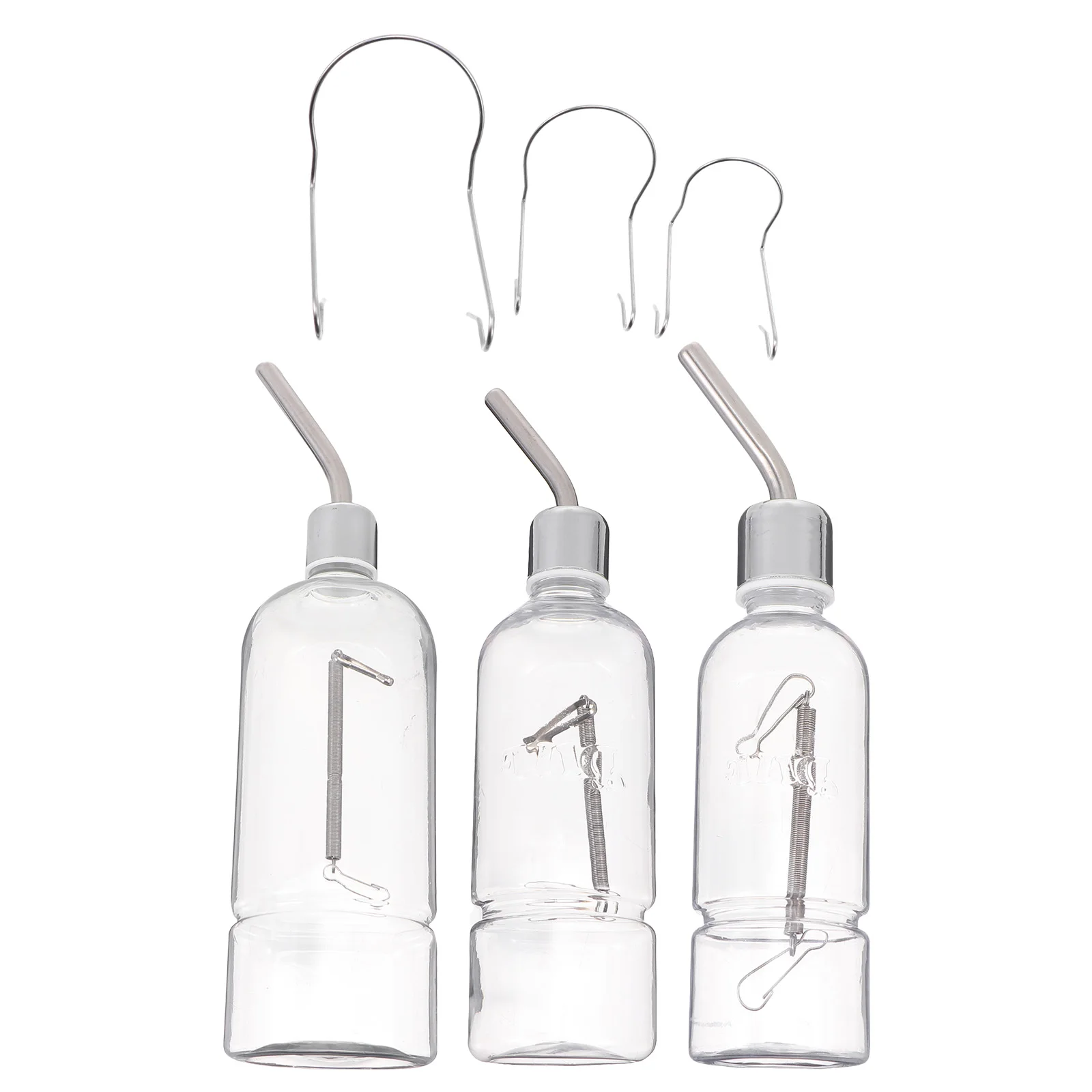 

3 Pcs Pet Stainless Steel Water Bottle Automatic Feeder Transparent Plastic Hamster Rabbit Cage Accessory Dog Supplies