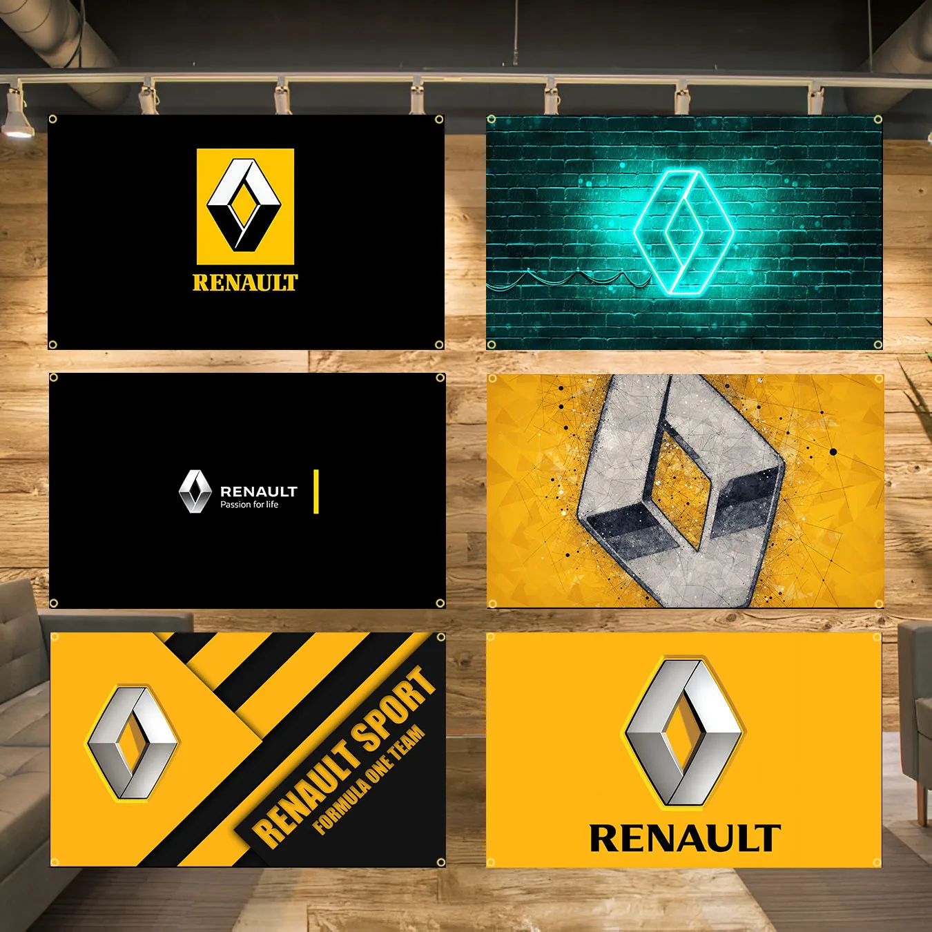 90x150cm 3X5FT R-Renaults Flag Polyester Digital Printing Racing Banner for Garage Wall Art Out Door Decoration