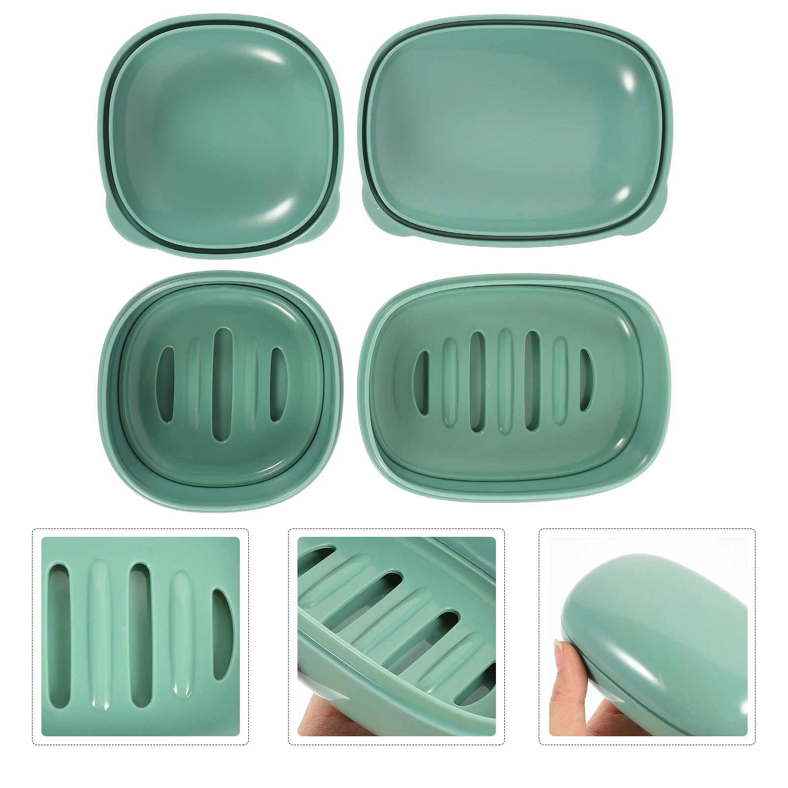

2pcs Dish Waterproof Soap Box Portable Bath Toilet Soap Holder Smooth Design Removable Lid For Bar Homemade Decorative