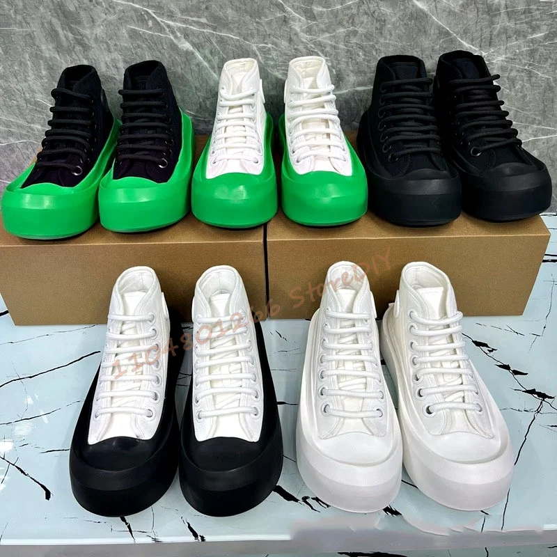 

Mixed Color Lace Up Big Toe Unisex Sneakers Women/men Shoes 4.5Cm Platform Round Toe High Top Canvas Sneakers Flats Sports Shoes