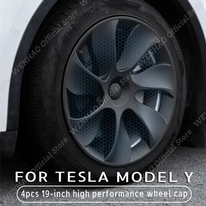 

4pcs for Tesla Model Y 19 Inch Hub Cap Performance Replacement Wheel Cap Automobile Hubcap Full Cover Accessories 2021 2018-2023