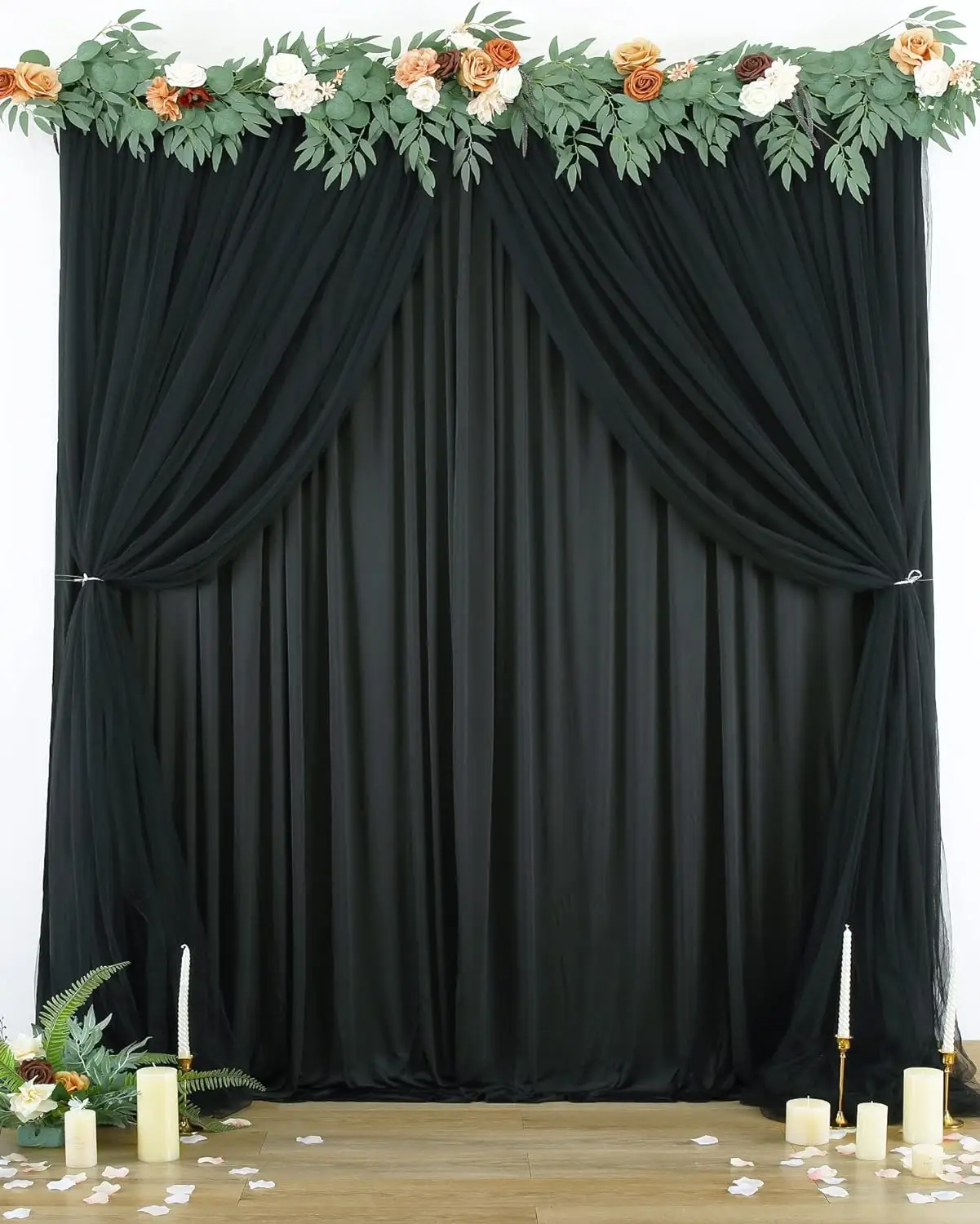 

Black Color Tulle Backdrop Curtains for Baby Shower Parties Wedding 3 Layer Sheer Photo Drape Backdrop for Photography Props