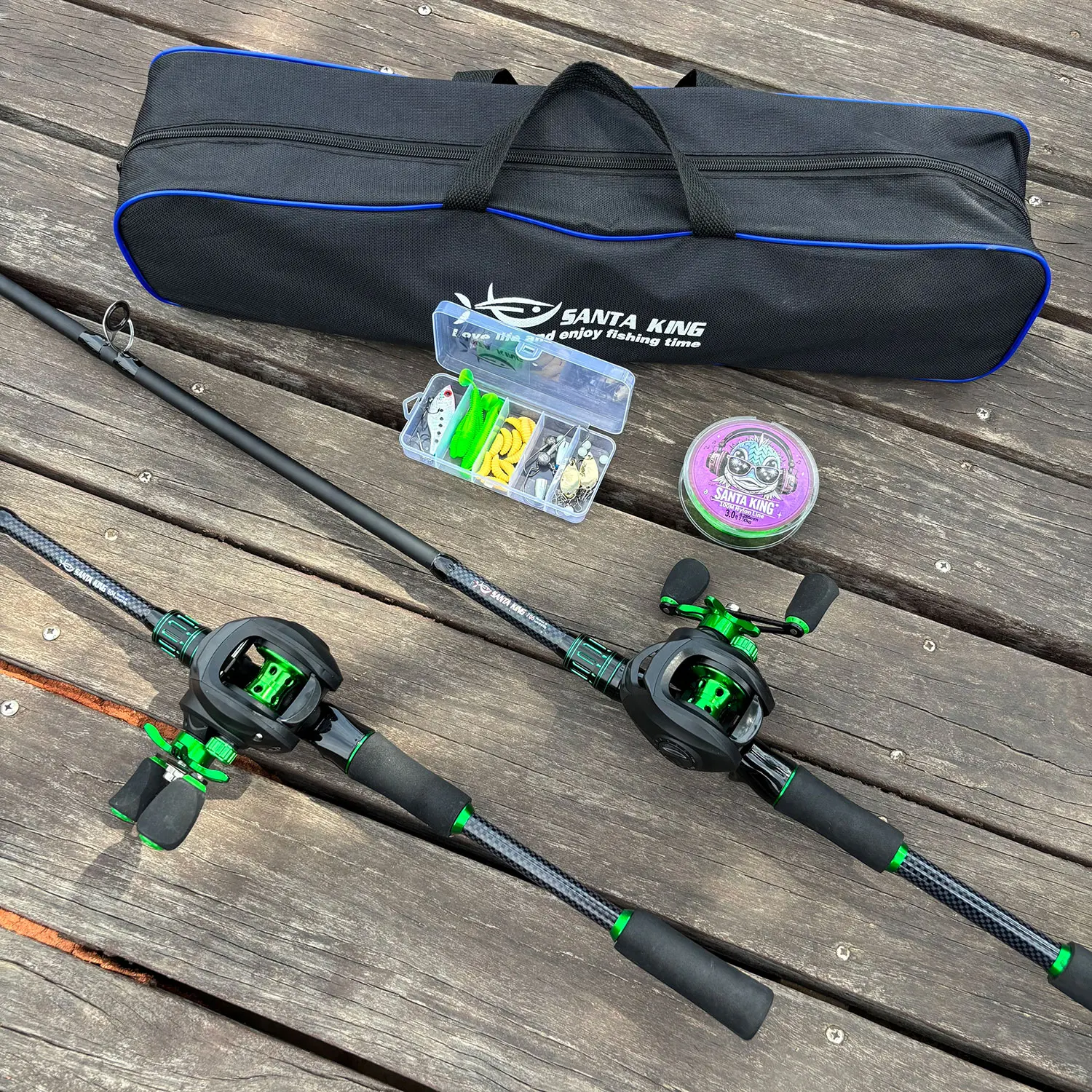 釣り竿リールキット-キャスティング釣り竿と金属スプールベイトキャスティングリール、釣り道具バッグと1箱の釣りアクセサリー付き