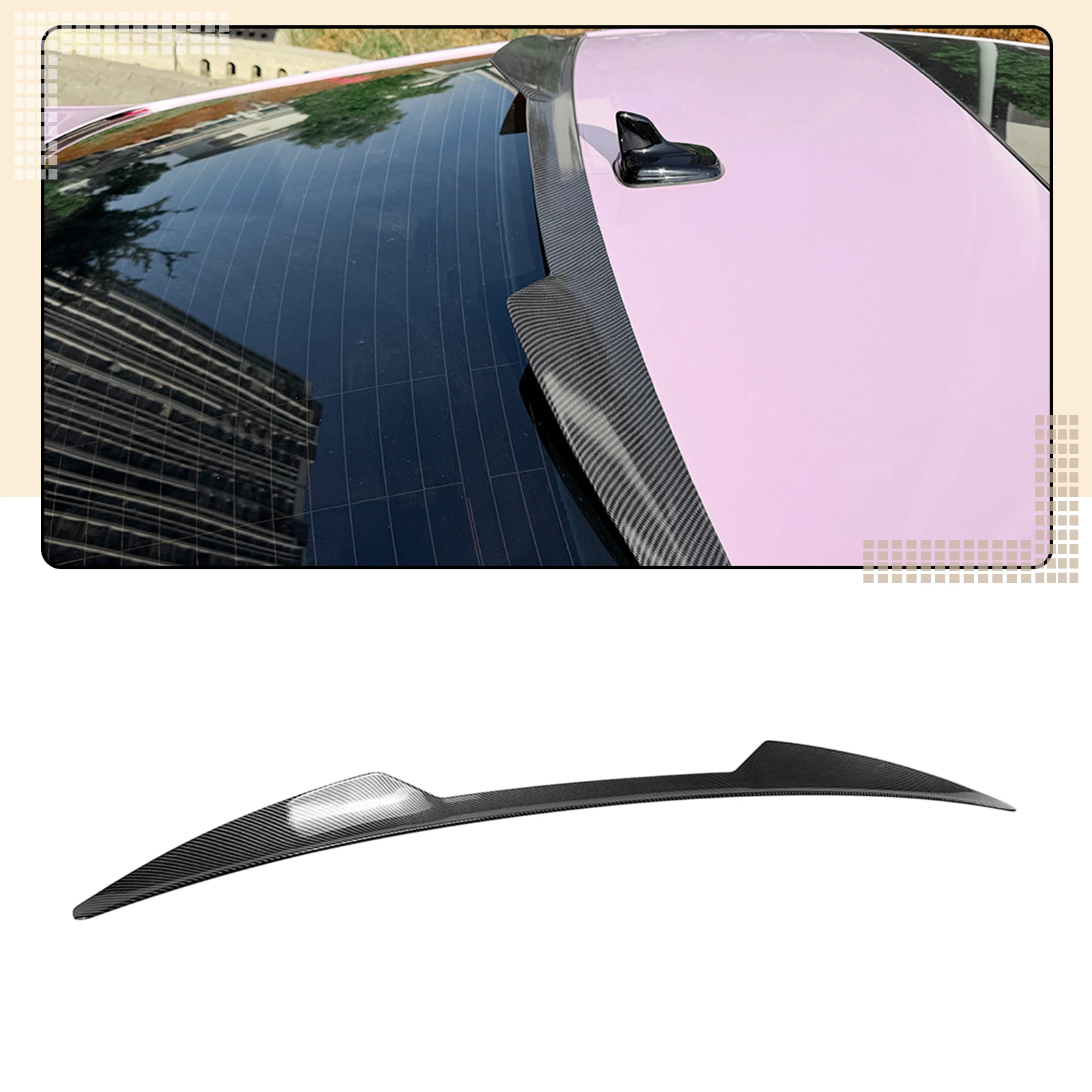 

Rear Trunk Roof Spoiler Wing Carbon Fiber Look/Gloss Black Tail Tailgate Upper Splitter Lip For Audi A5 S5 F5 Coupe 2017-2024