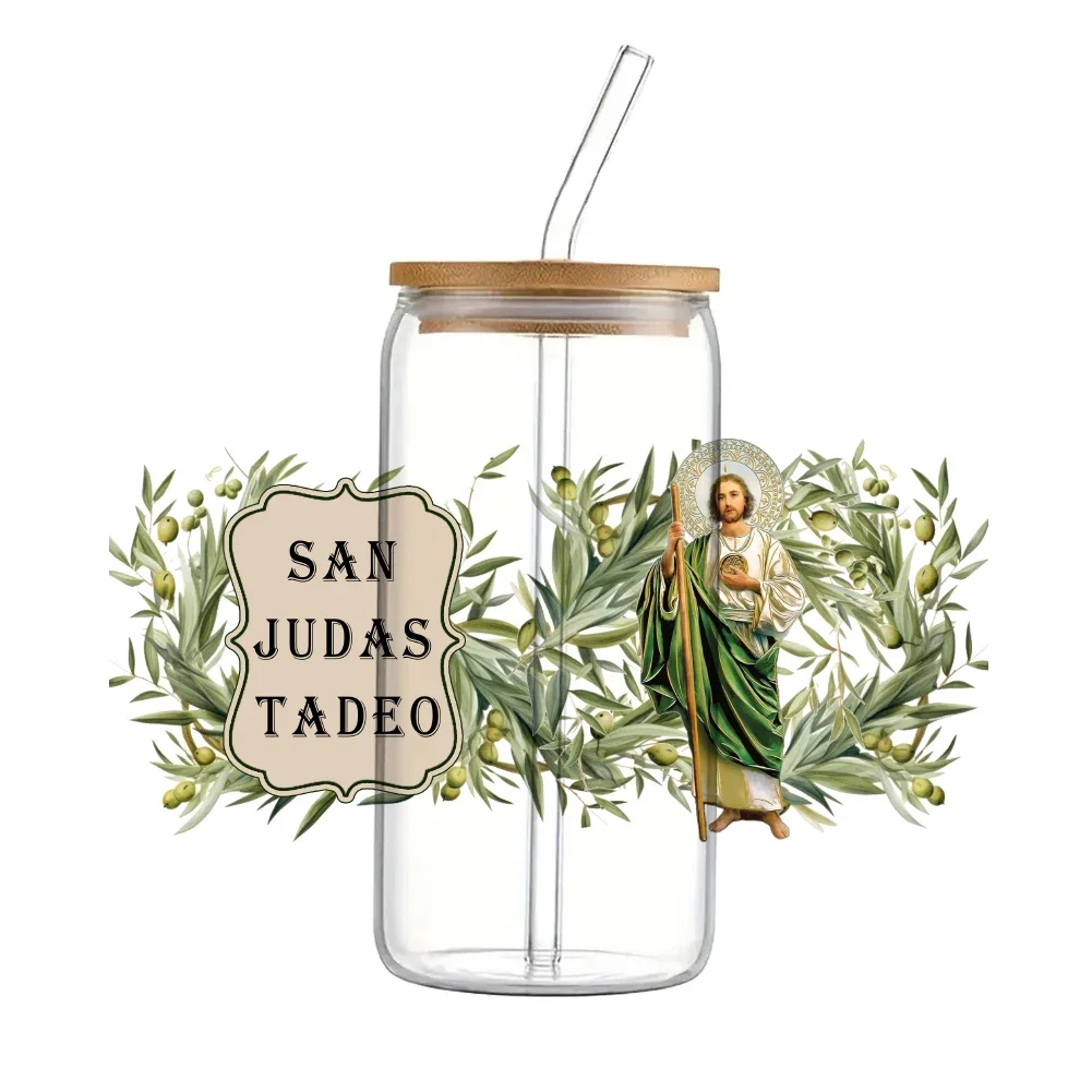 San Judas Tadeo DTF Sticker Cups Cool Personalize UV Wrap Transfer Sticker Custom Labels DIY Logo Selfadhesive Waterproof