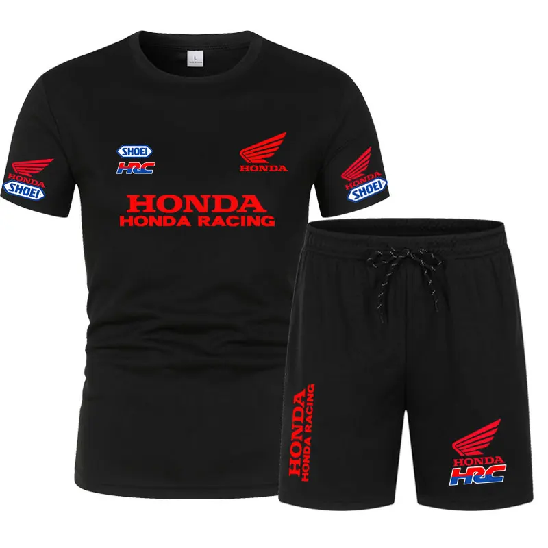 

Summer men's set T-shirt short-sleeved breathable Quick drying thin Honda racing print motorcycle cycling clothing outdoor sport