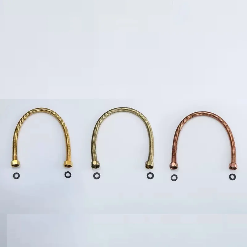 Tuyau en acier inoxydable 304 or Rose, tuyau d'entrée d'eau de toilette 50 cm G1/2 "X 1/2" tuyau d'entrée de chauffage d'eau en or brossé