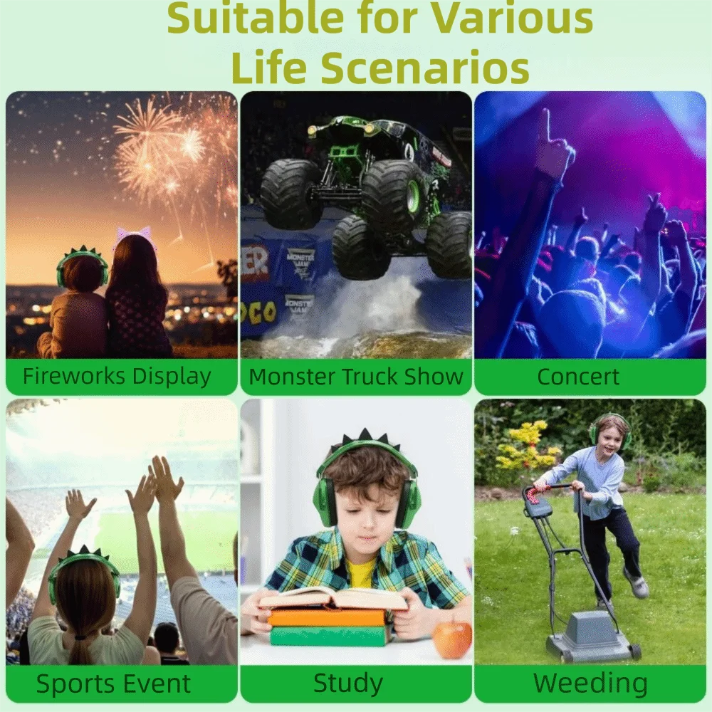 

Adjustable Anti-Noise Earmuffs Cartoon Dinosaur Cat Ears Hearing Protector Noise Cancelling SNR 28db Noise Reduction Muffs