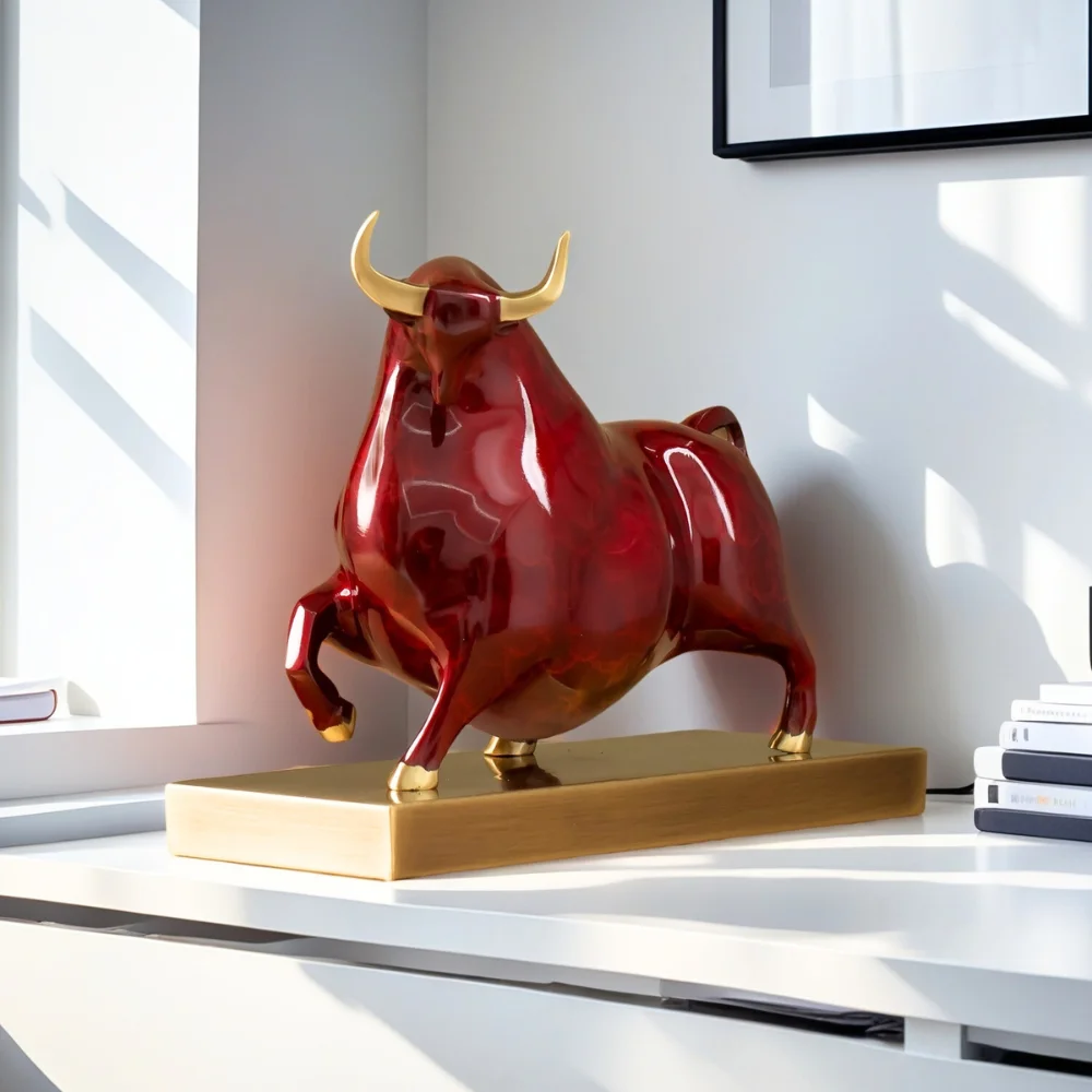 Abstract Bronze Bull Statue Casting Bronze Bull Sculpture Modern Art Hand-made Crafts For Home Decor Ornament Office Gifts