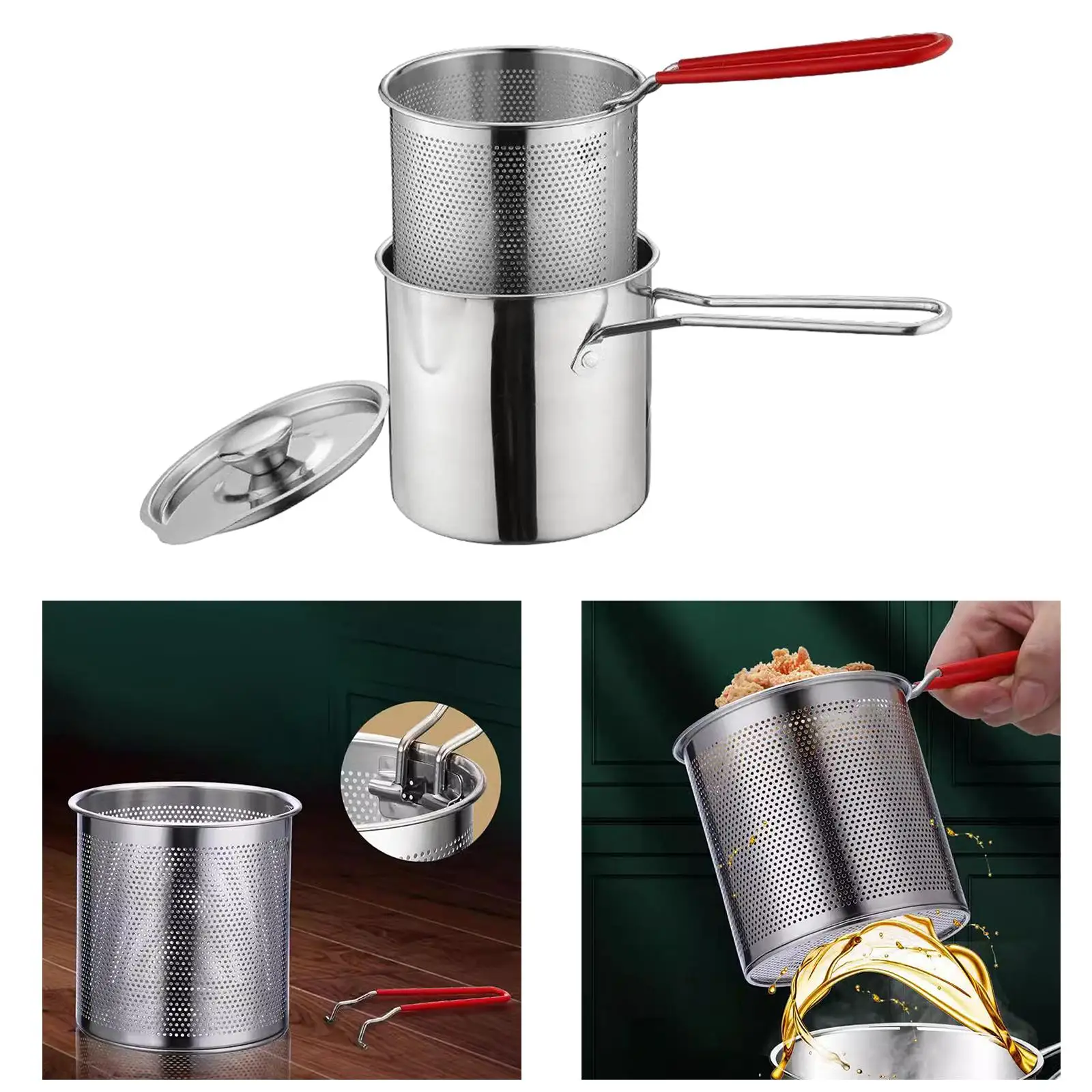Deep Frying Pot Milk Pan Nonstick Frying Basket for Home Backpacking Picnic
