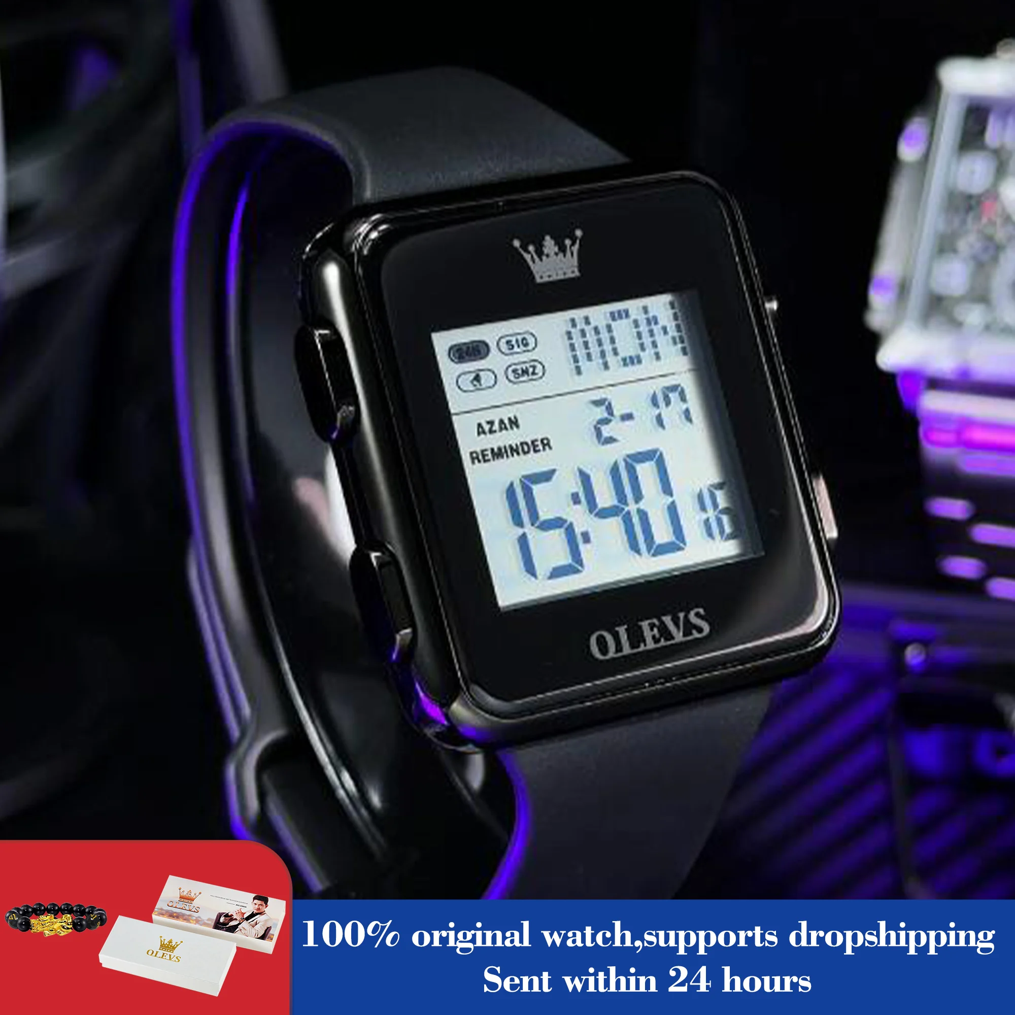 

OLEVS 1105 Man Watch Fashion Square Digital Watch For Men Waterproof Luminous Original Week Calendar Display Men's Hand Clock