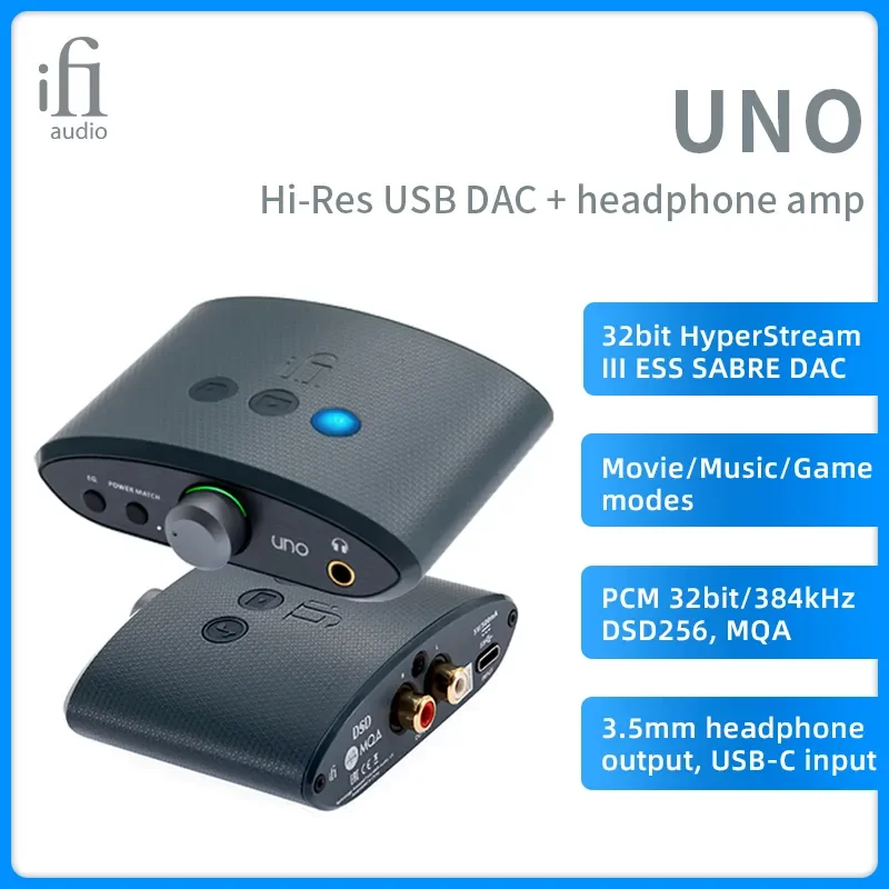 

iFi Audio uno USB-C DAC Headphone Amp PCM DSD MQA ES9219 Hi Res Amp IEM EQ Games,Movies, Music,podcasts and YouTube