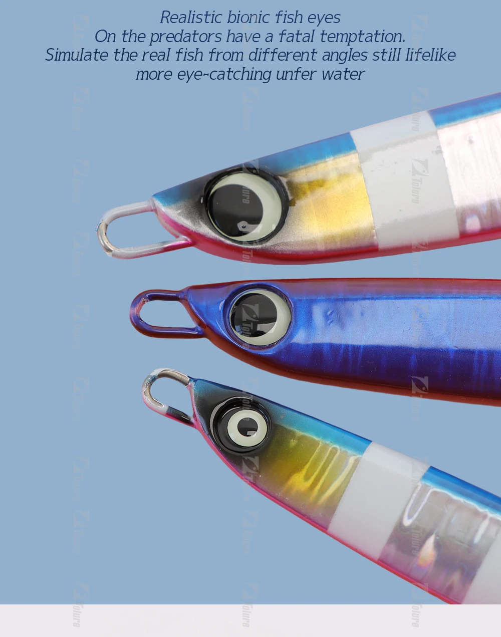 TOLU NEUE langsam sinkende Metall-Jig, 5 Farben, 3D-Augen, 60 g-200 g, langer Wurf, langsam sinkende Herbst-Jigs, Salzwasser-Tiefsee-Angelköder – Detail 6