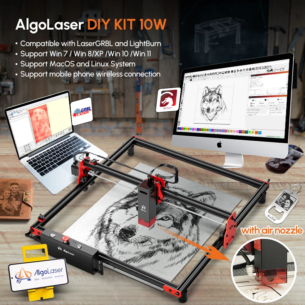 Ortur Laser Master 2proS2 Engraver Cutter For Wood/Acrylic/ Metal With Rotary 5 Safety Protective DIY Engraving Cutting Machine