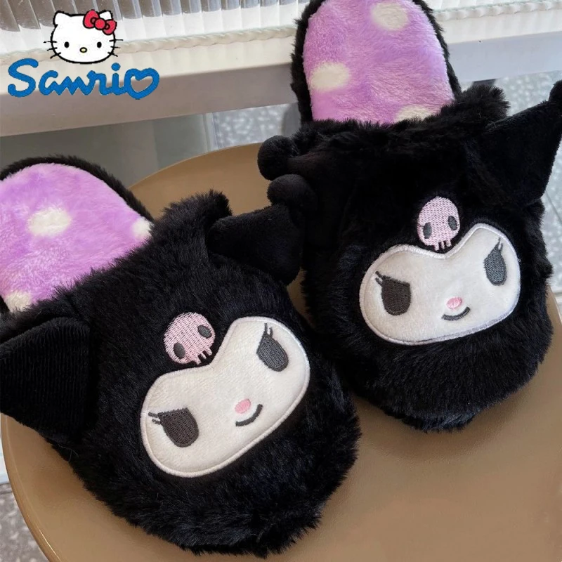 

Теплые тапочки Sanrio Lolita Cinnamoroll Kuromi My Melody домашняя хлопковая обувь Симпатичные домашние тапочки плюшевые женские осенне-зимние рождественские подарки