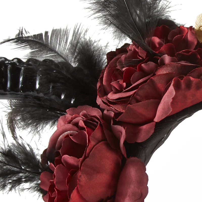 Gótico feminino dia das bruxas antílope longo chifre cosplay headpiece artesanal flor do vintage esqueleto retro bandana adereços festa facny dr