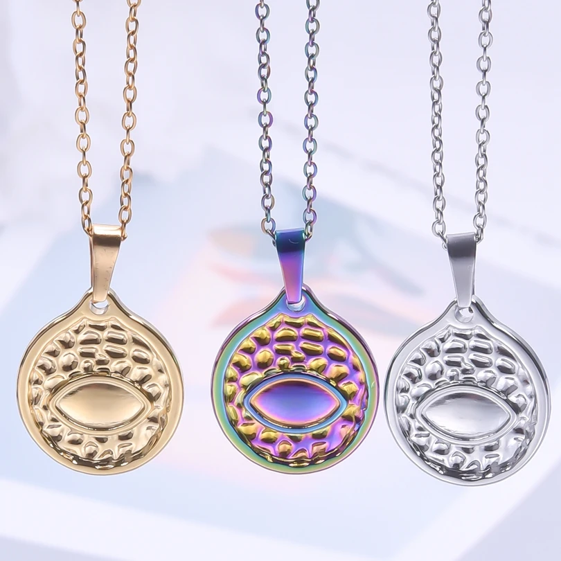 Stainless Steel Oval Indentation Brief Classic Necklace Demon Eye High Quality Sense Of Design Necklaces For Women New Amulet